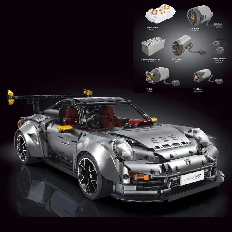 TiaGole MOC Building Block Set: Motorized RC Porsche 911 GT2 RS Sports Car, Model T5026APF