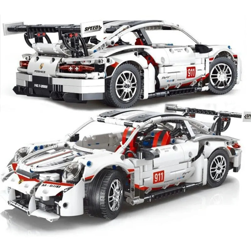TiaGole MOC Building Block Set: Motorized RC Porsche 911 RSR Sports Car T2008, Model T2008PF