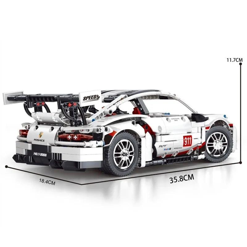 TiaGole MOC Building Block Set: Motorized RC Porsche 911 RSR Sports Car T2008, Model T2008PF