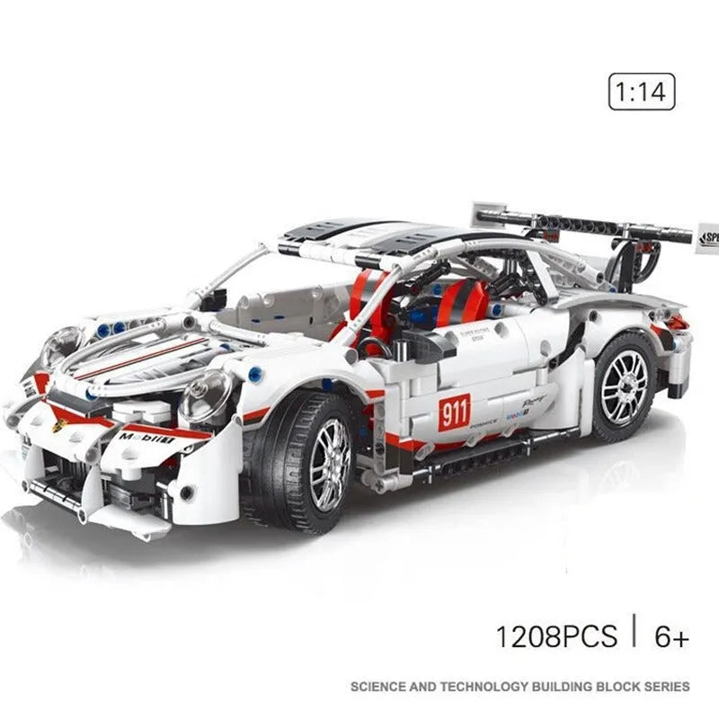 TiaGole MOC Building Block Set: Motorized RC Porsche 911 RSR Sports Car T2008, Model T2008PF