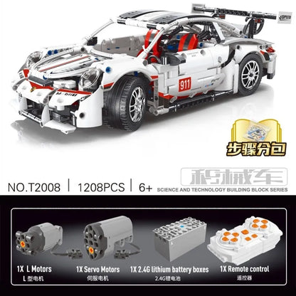 TiaGole MOC Building Block Set: Motorized RC Porsche 911 RSR Sports Car T2008, Model T2008PF