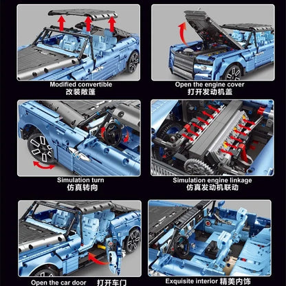 TiaGole MOC Building Block Set: Motorized RC RR Boat Tail Classic Luxury Car, Model T5018PF
