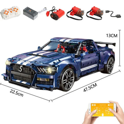 TiaGole MOC Building Block Set: Motorized RC Shelby GT500 Classic Racing Car, Model T5017APF