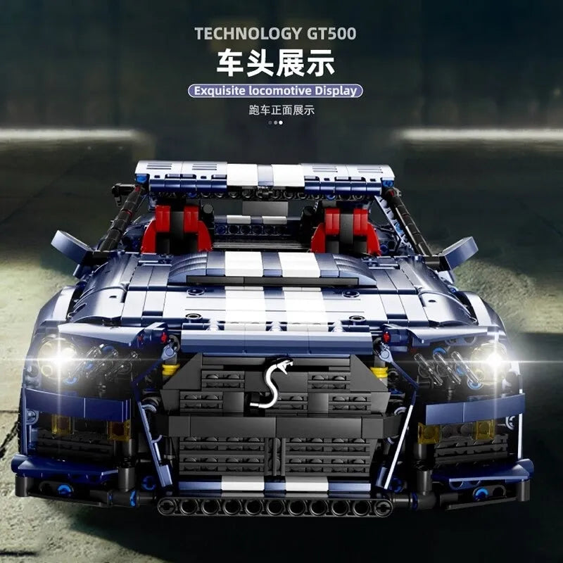 TiaGole MOC Building Block Set: Motorized RC Shelby GT500 Classic Racing Car, Model T5017APF