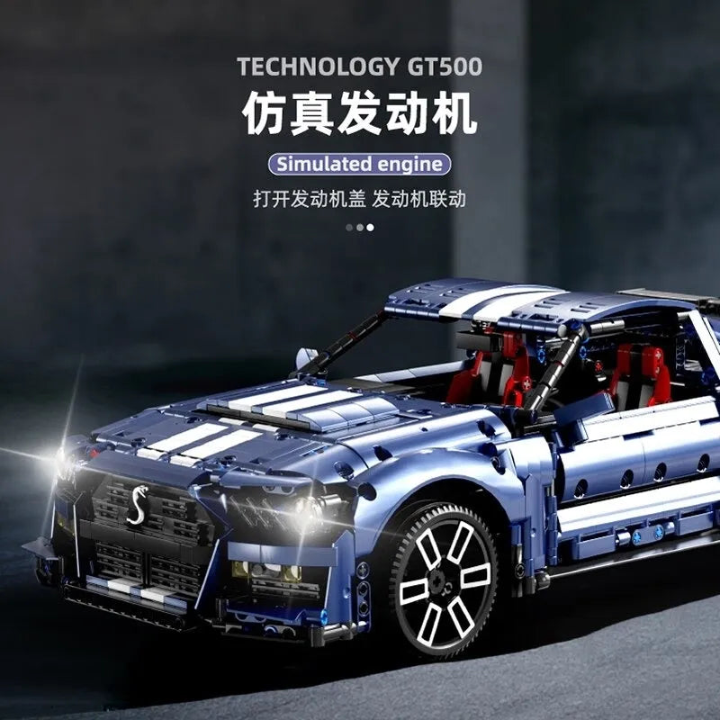 TiaGole MOC Building Block Set: Motorized RC Shelby GT500 Classic Racing Car, Model T5017APF
