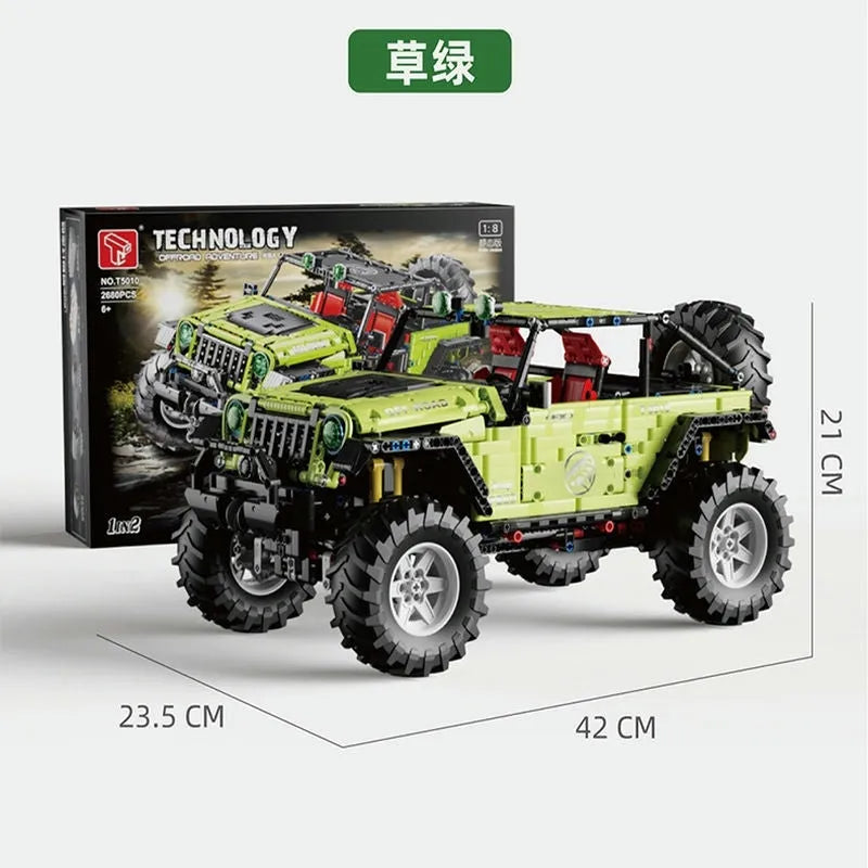 TiaGole MOC Motorized Building Block Set: Off-Road JEEP Wrangler Trailcat SUV Car T5010A