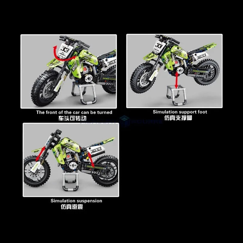 TiaGole MOC Building Block Set: Off-Road Kawasaki KX450 Motocross T3033