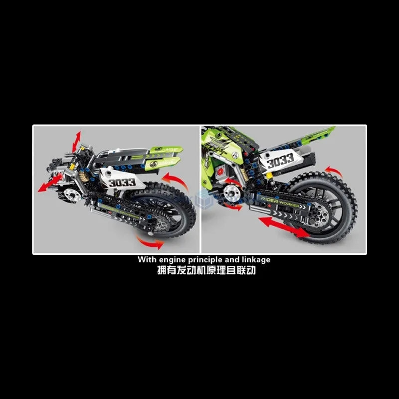 TiaGole MOC Building Block Set: Off-Road Kawasaki KX450 Motocross T3033