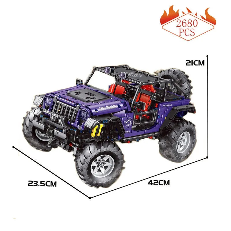 TiaGole MOC Motorized Building Block Set: Off-Road RC SUV JEEP Wrangler Trailcat T5010B, Model T5010BPF