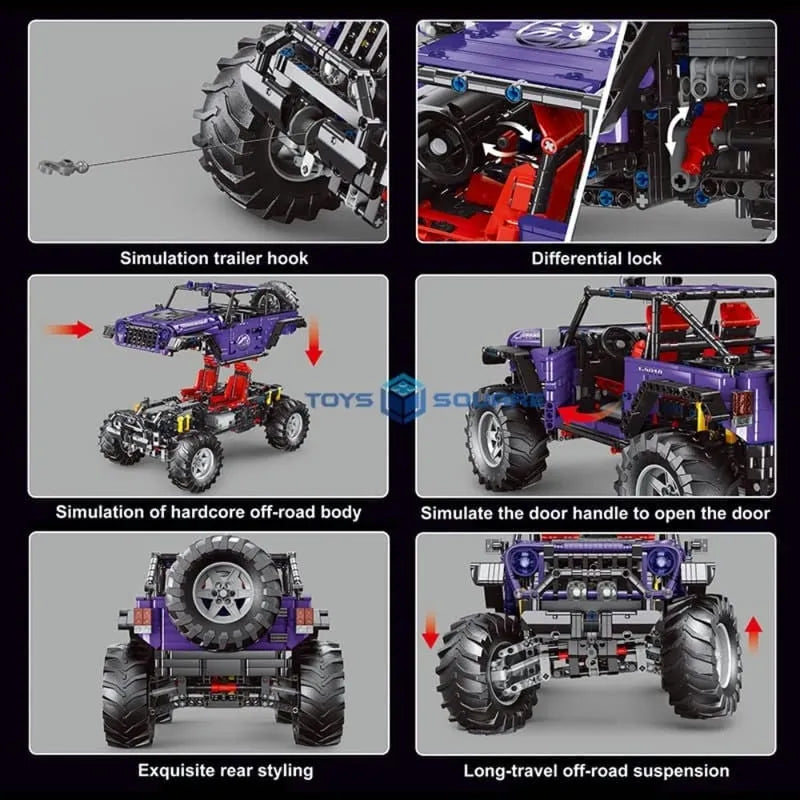 TiaGole MOC Motorized Building Block Set: Off-Road SUV JEEP Wrangler Trailcat T5010B