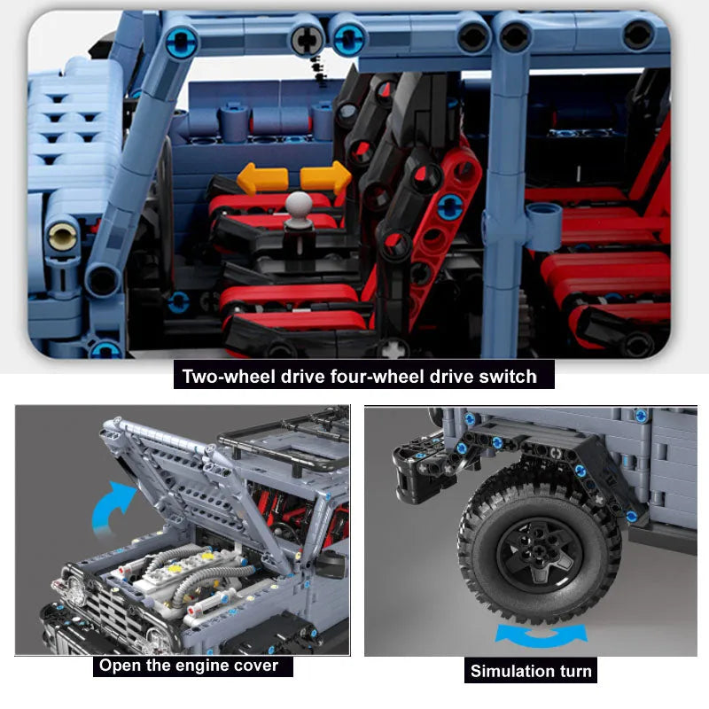 TiaGole MOC Motorized Building Block Set: RC Off-Road AWD Tank 300 SUV Car T5015A, Model T5015APF