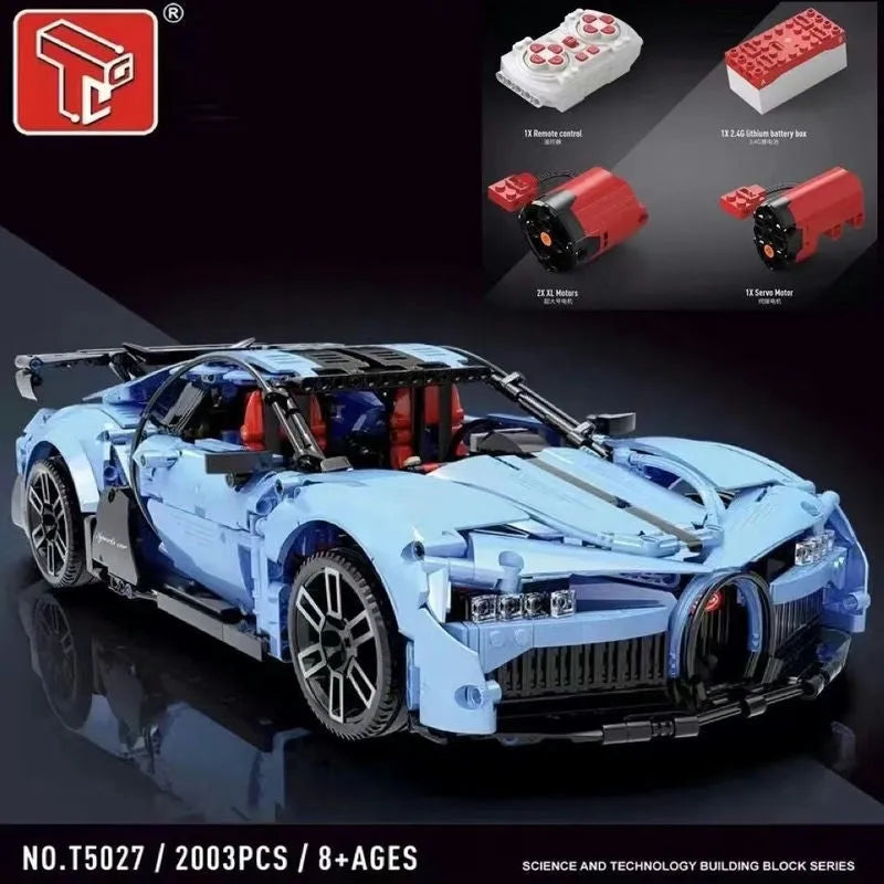TiaGole MOC Motorized Building Block Set: RC Super Sports Racing Car T5027A, Model T5027APF