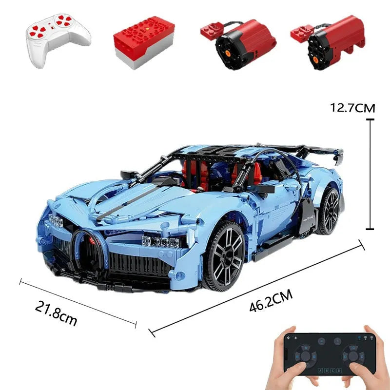 TiaGole MOC Motorized Building Block Set: RC Super Sports Racing Car T5027A, Model T5027APF