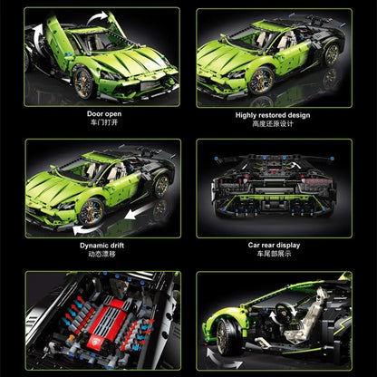 TiaGole MOC Motorized Building Block Set: RC Supercar Sports Racing Car T5028, Model T5028PF