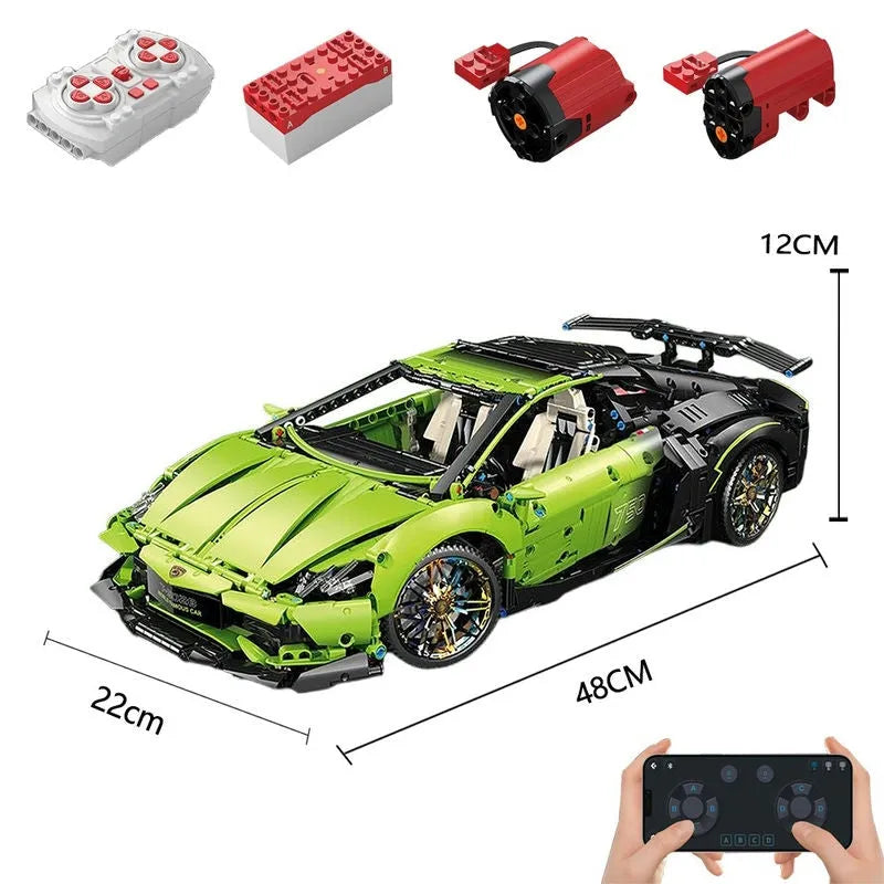 TiaGole MOC Motorized Building Block Set: RC Supercar Sports Racing Car T5028, Model T5028PF