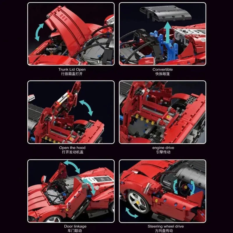 TiaGole MOC Motorized Building Block Set: Super Ferrari SP3 Racing Sports Car T5032