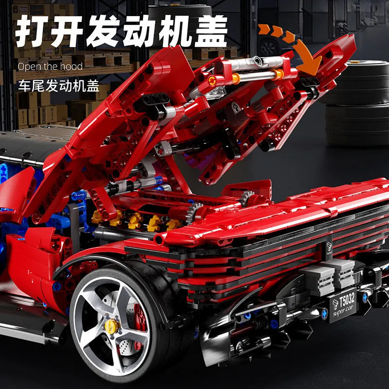 TiaGole MOC Motorized Building Block Set: Super Ferrari SP3 Racing Sports Car T5032