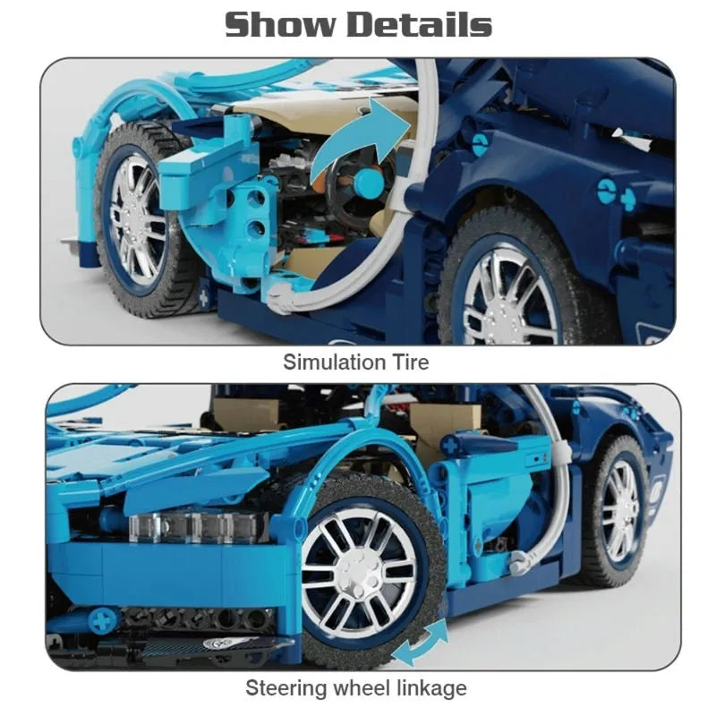 TiaGole MOC Motorized Building Block Set: T2006 Bugatti Chiron Super Racing Car