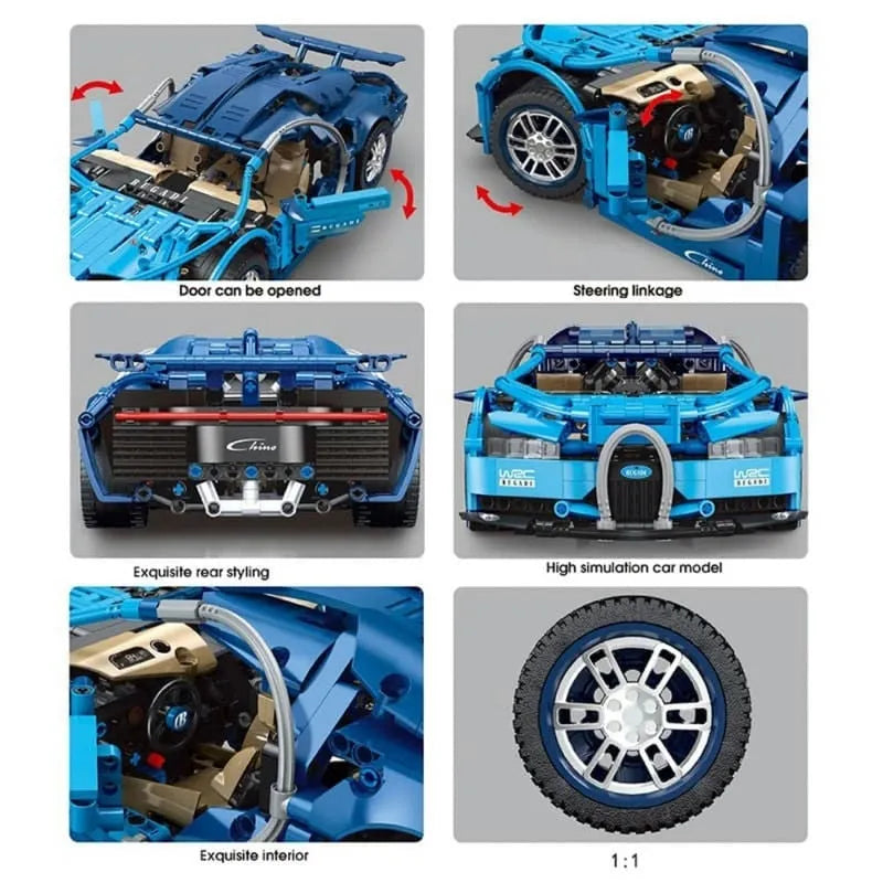 TiaGole MOC Motorized Building Block Set: T2006 Bugatti Chiron Super Racing Car