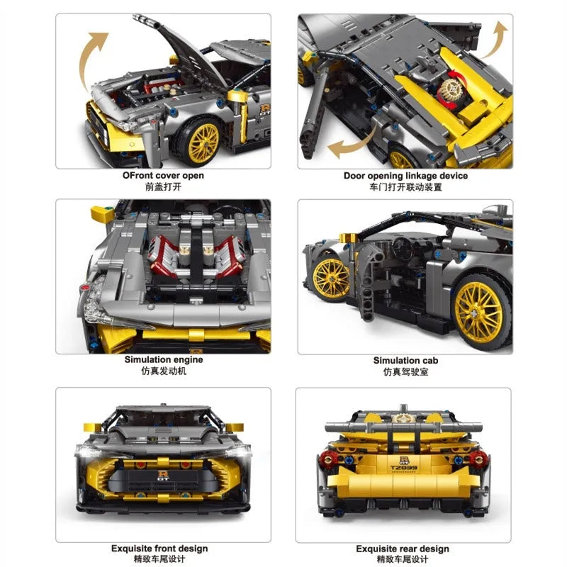 TiaGole MOC Motorized Building Block Set: T2039 Super Racing Sports Car
