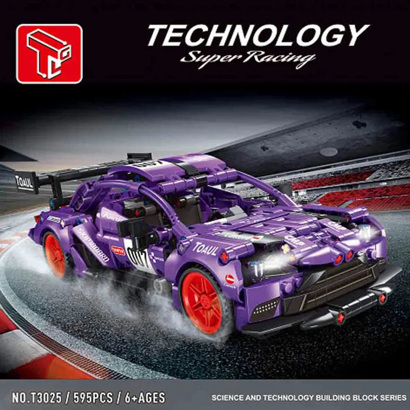 TiaGole MOC Building Block Set: T3025 Purple Supercar Super Sports Car