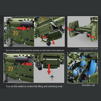 TiaGole MOC Motorized Building Block Set: T4013 RC Military Ka27 Helicopter, Model T4013PF