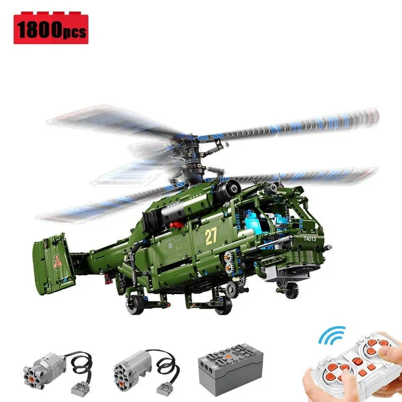 TiaGole MOC Motorized Building Block Set: T4013 RC Military Ka27 Helicopter, Model T4013PF