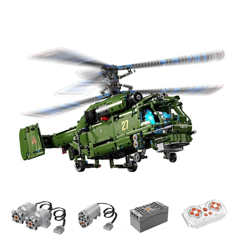TiaGole MOC Motorized Building Block Set: T4013 RC Military Ka27 Helicopter, Model T4013PF