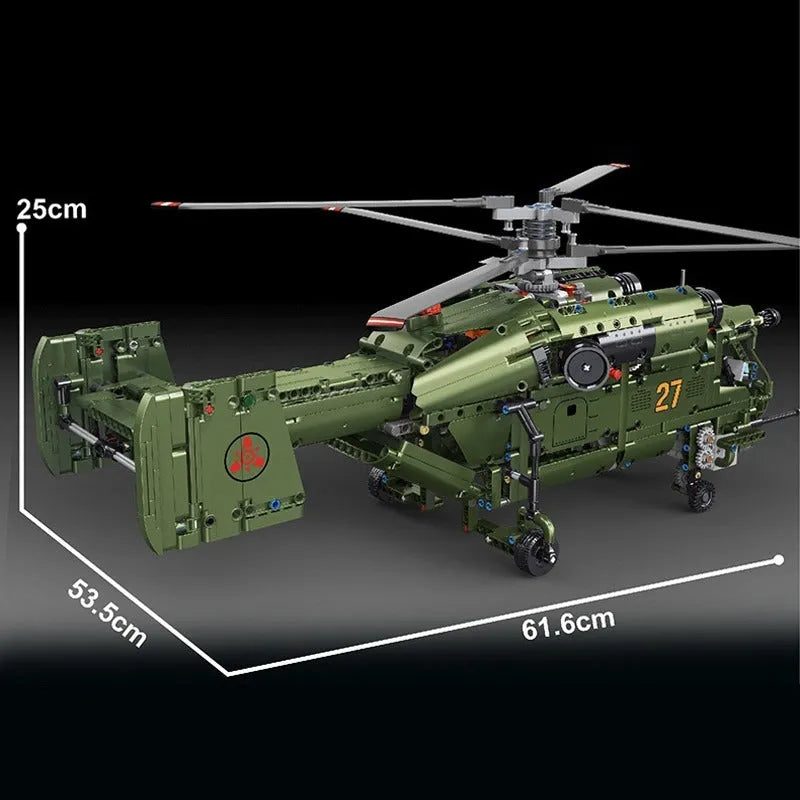 TiaGole MOC Motorized Building Block Set: T4013 RC Military Ka27 Helicopter, Model T4013PF