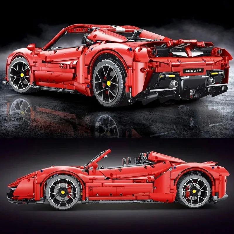 TiaGole MOC Motorized Building Block Set: T5005 Ferrari 488 Super Racing Sports Car