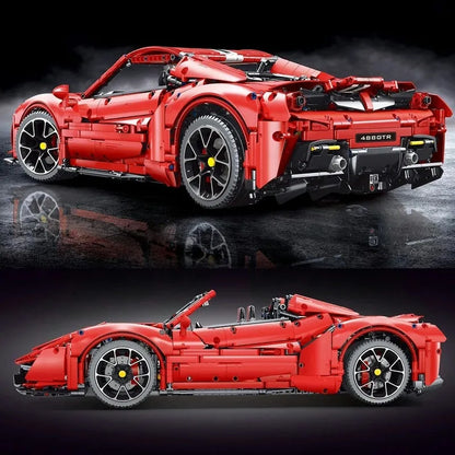 TiaGole MOC Motorized Building Block Set: T5005 Ferrari 488 Super Racing Sports Car