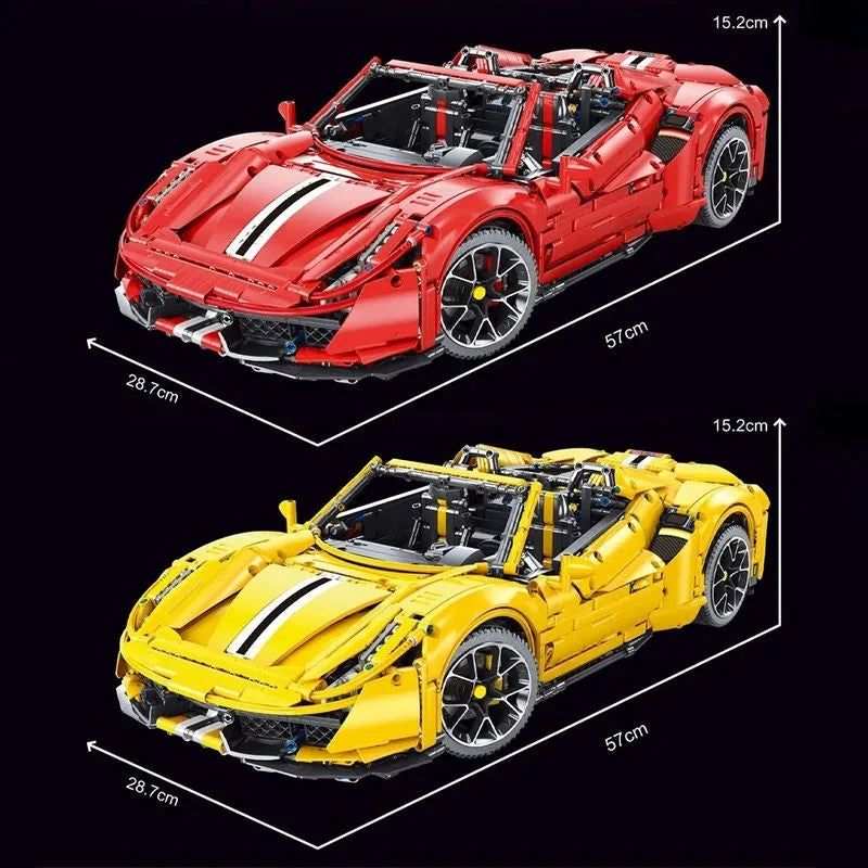TiaGole MOC Motorized Building Block Set: T5005 Ferrari 488 Super Racing Sports Car