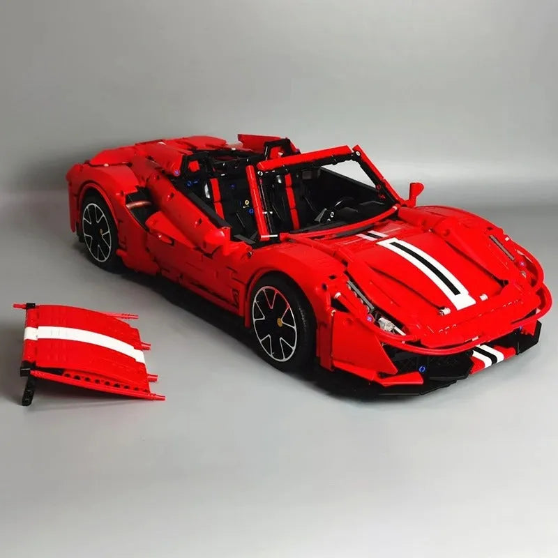 TiaGole MOC Motorized Building Block Set: T5005 Ferrari 488 Super Racing Sports Car
