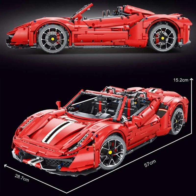 TiaGole MOC Motorized Building Block Set: T5005 Ferrari 488 Super Racing Sports Car