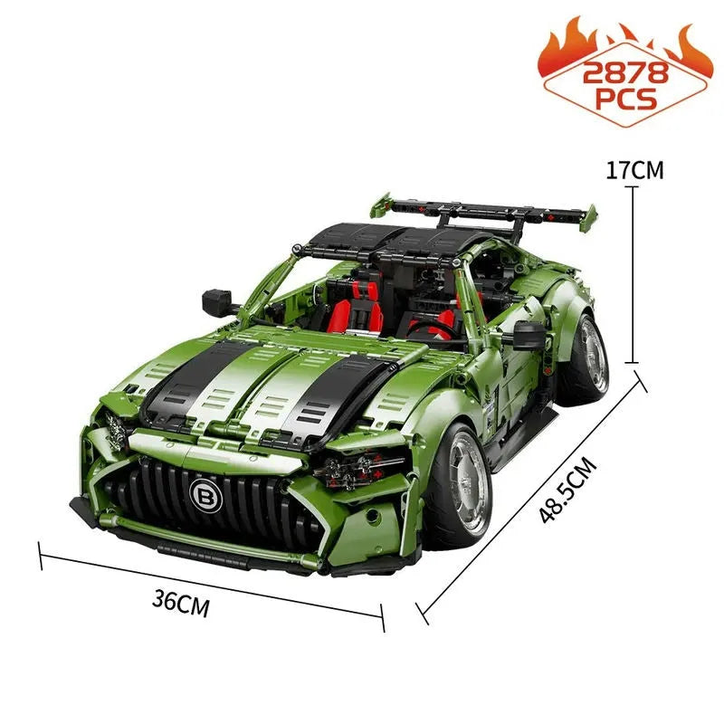TiaGole MOC Motorized Building Block Set: T5019 RC Electroplated AMG GT Sport Racing Car, Model T5019PF