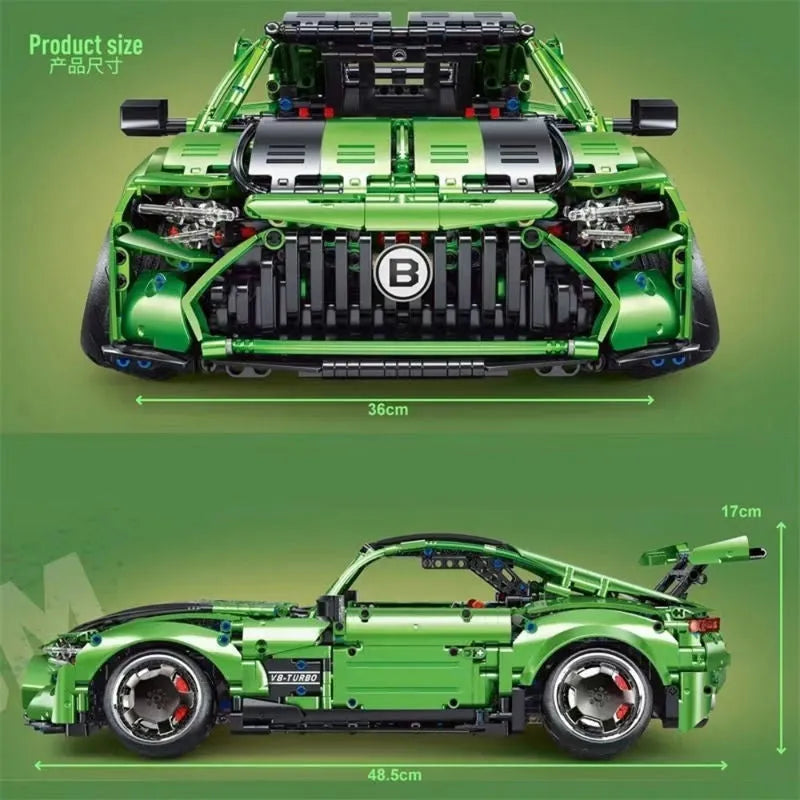 TiaGole MOC Motorized Building Block Set: T5019 RC Electroplated AMG GT Sport Racing Car, Model T5019PF