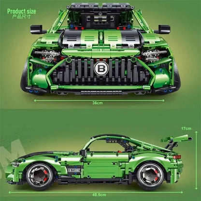 TiaGole MOC Motorized Building Block Set: T5019 RC Electroplated AMG GT Sport Racing Car, Model T5019PF