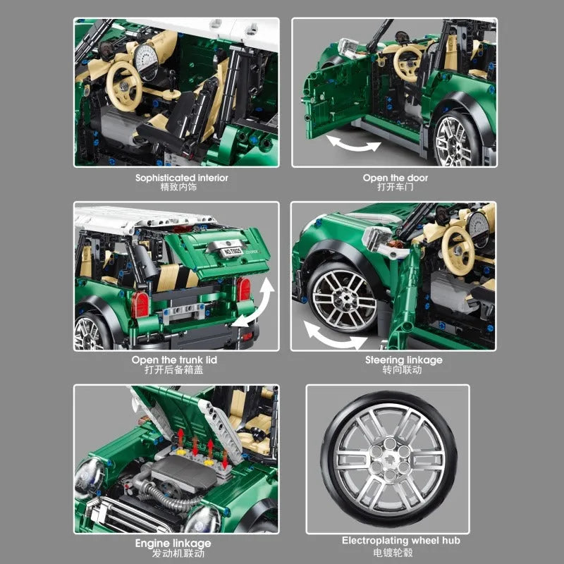 TiaGole MOC Motorized Building Block Set: T5025A MINI Cooper S Classic Sports Car