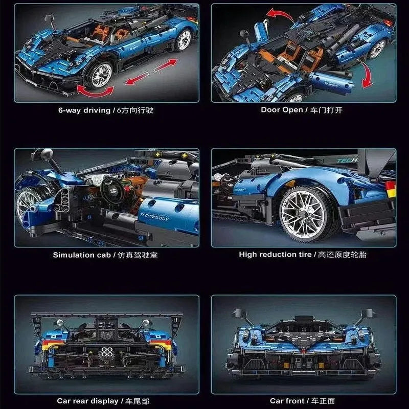 TiaGole MOC Motorized Building Block Set: T5038 Pagani Zonda R Sports Car Supercar