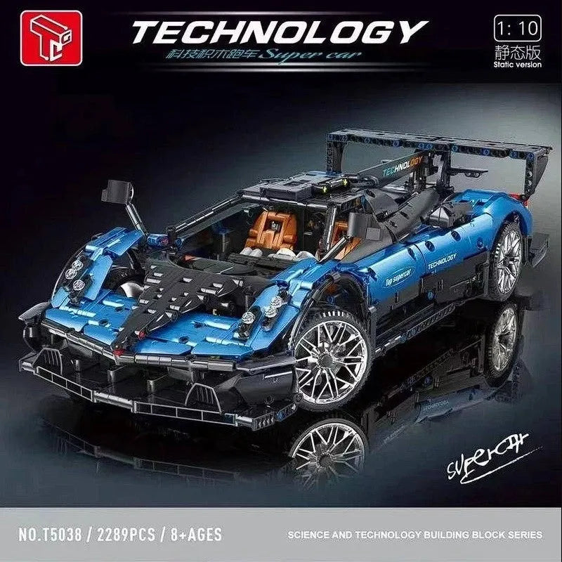 TiaGole MOC Motorized Building Block Set: T5038 RC APP Sports Car Pagani Zonda R, Model T5038PF