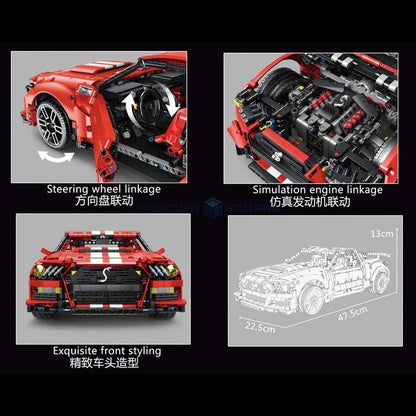 TiaGole MOC Motorized Building Block Set: Classic Shelby GT500 Racing Car T5017B