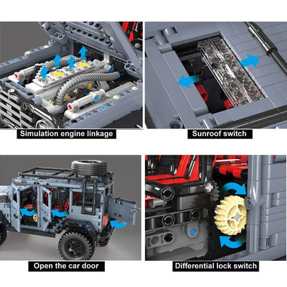 TiaGole MOC Motorized Building Block Set: Off-Road SUV AWD Tank 300 Car T5015A