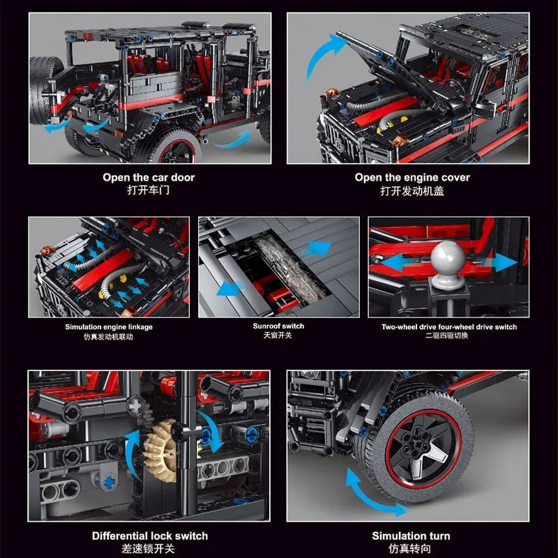 TiaGole MOC Motorized Building Block Set: RC Off-Road SUV King Kong Barbie T5016A