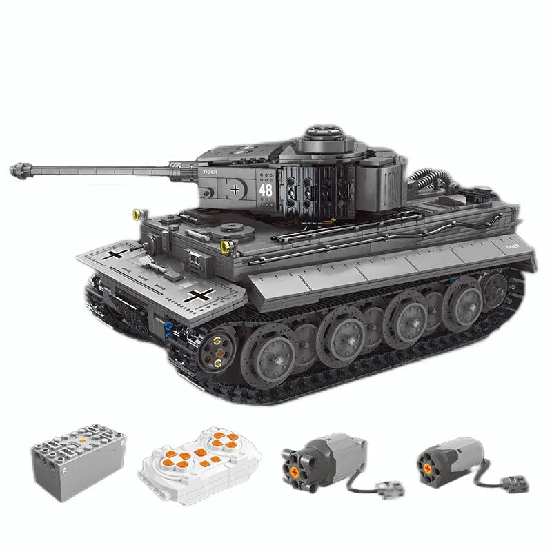 TiaGole MOC Motorized Building Block Set: WW2 Military RC APP Heavy Tiger Tank T4016