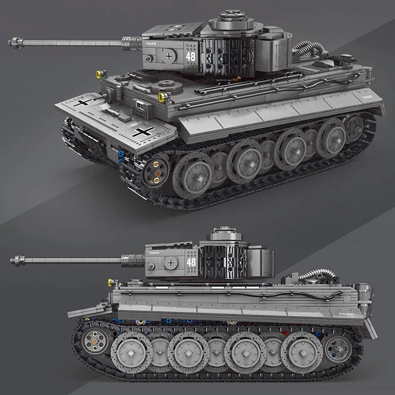 TiaGole MOC Motorized Building Block Set: WW2 Military RC APP Heavy Tiger Tank T4016