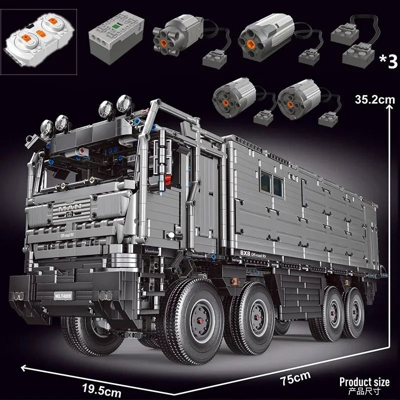 TiaGole MOC Building Block Set: Motorized MOC RC Luxury Off-Road Heavy RV Truck T4009, Model T4009PF
