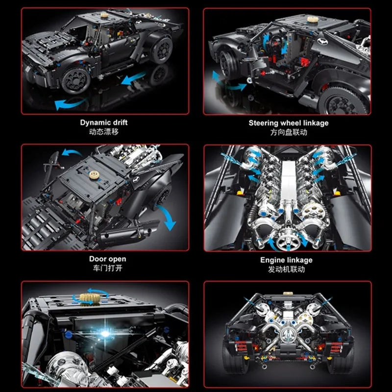 TiaGole Motorized Building Block Set: Super Batmobile Racing Batman Car T5029