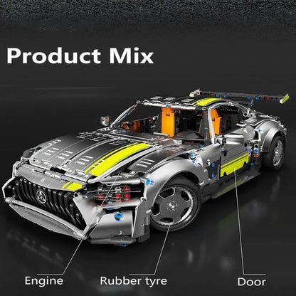 TiaGole MOC Motorized Building Block Set: Classic MOC AMG GT Super Racing Car T5035