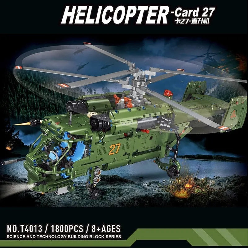 TiaGole Motorized Building Block Set: Armed Ka27 Attack Helicopter, Model T4013