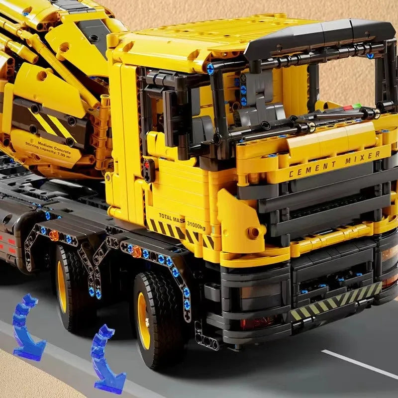 TiaGole MOC Motorized Building Block Set: APP Mechanical RC Mixer Truck T4005